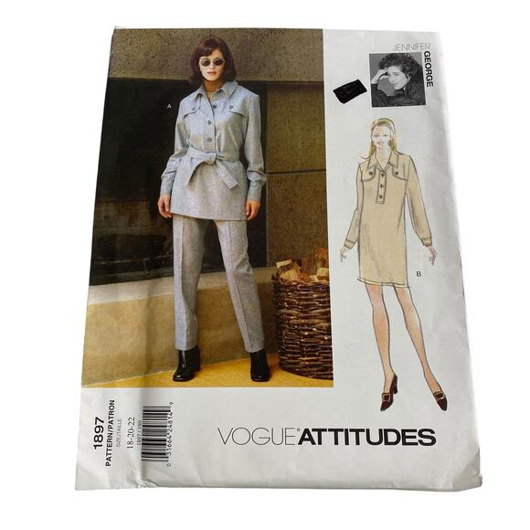 Vogue Other - Vintage 90s Vogue Pattern 1897 Tunic Pants Dress Jennifer George 18 20 22 UNCUT